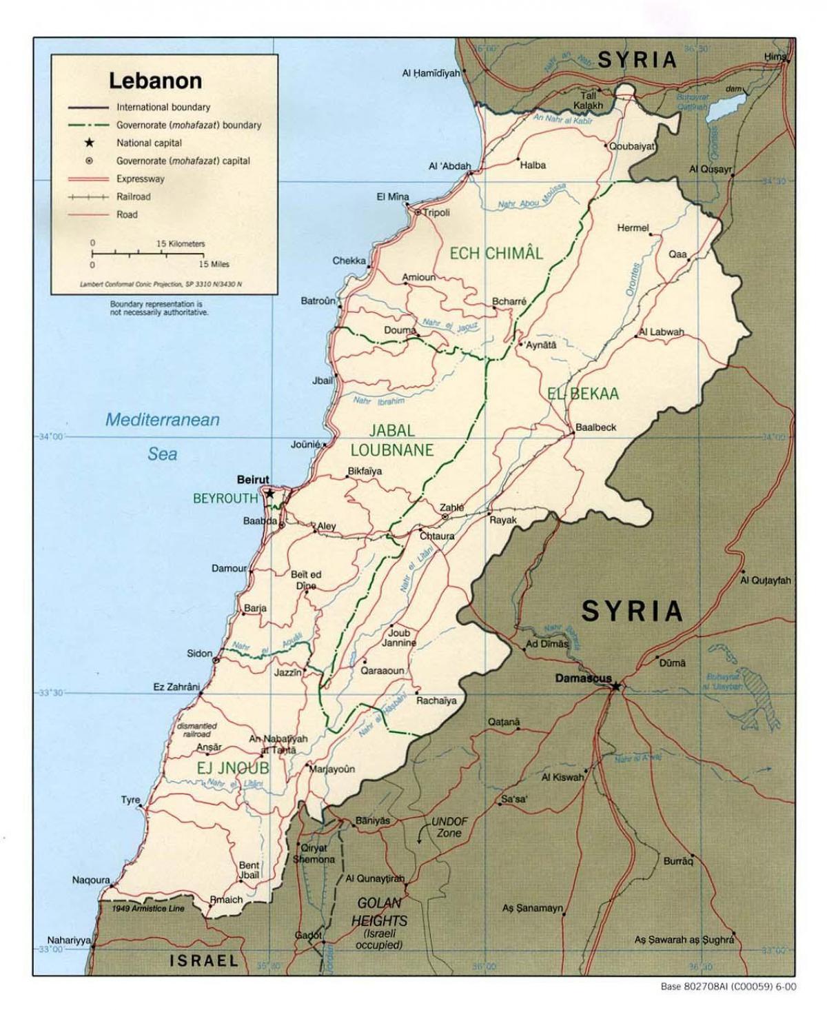mapa Libanon