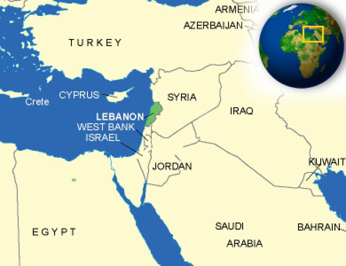 Libanon na mape