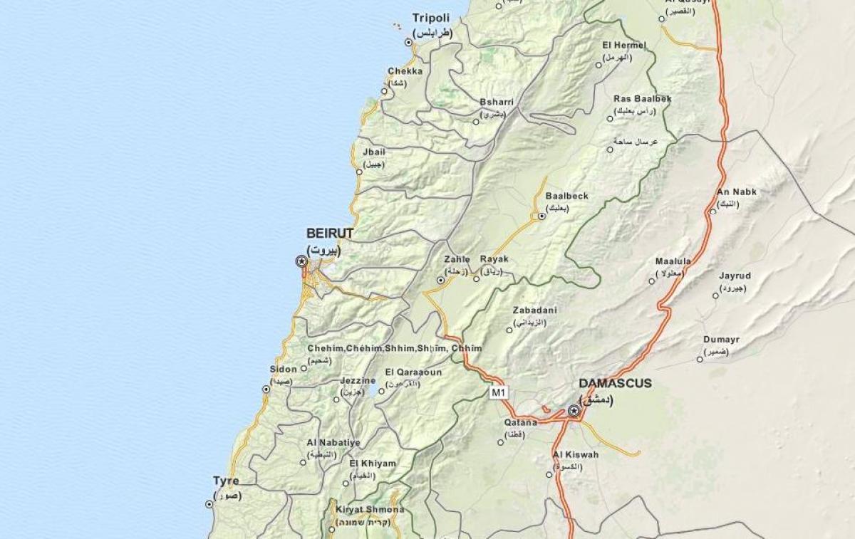 mapy gps mapa Libanon