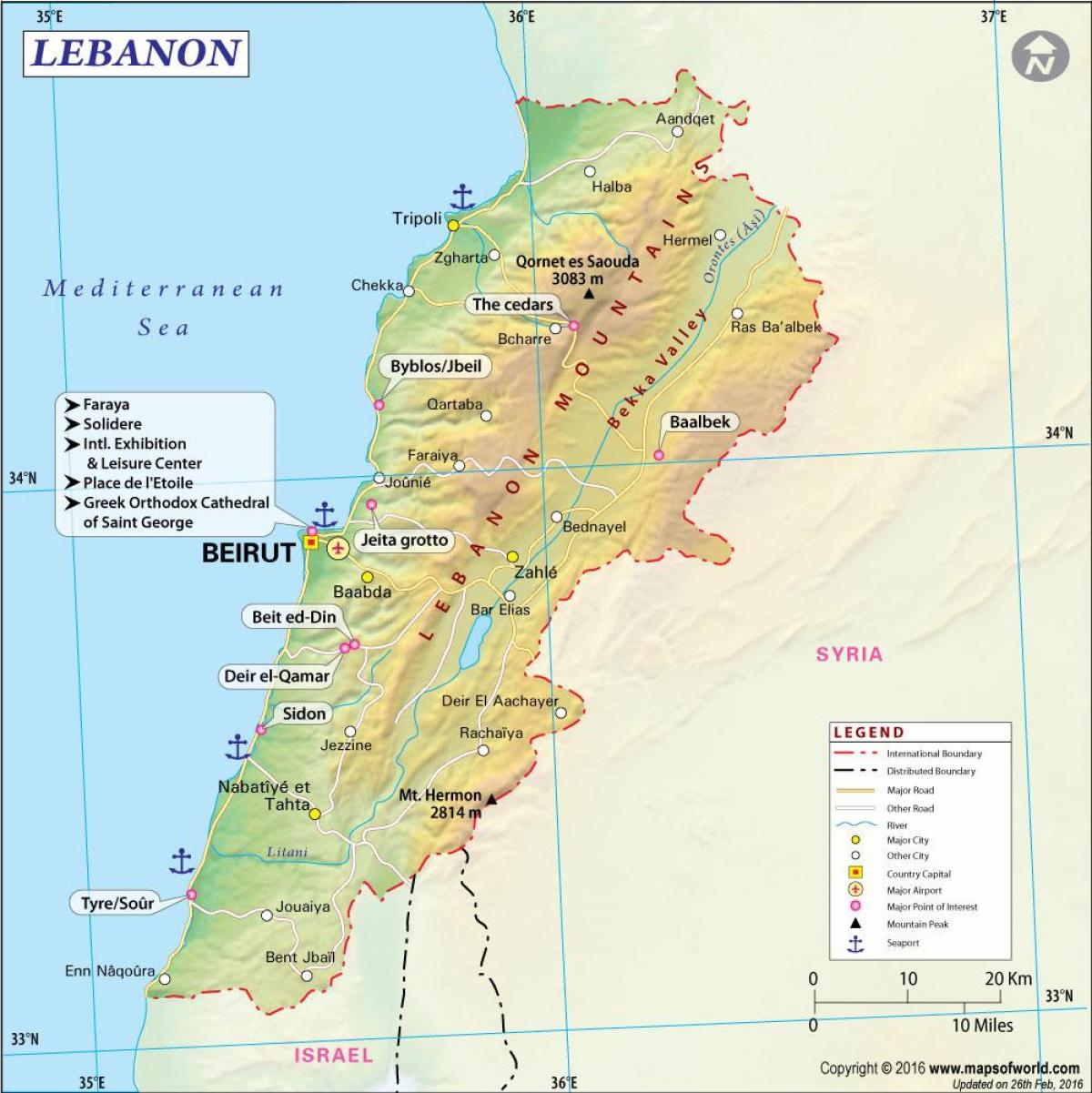 mapu starých Libanon