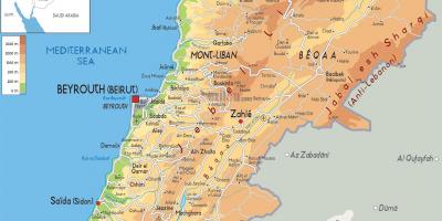 Mapa Libanonu fyzickej