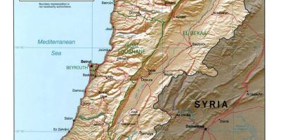 Mapa Libanonu topografické